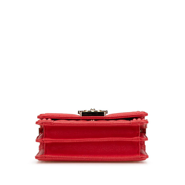 シャネル マトラッセ ボーイシャネル チェーン ショルダーバッグ AS0130 レッド キャビアスキン レディース CHANEL 【中古】