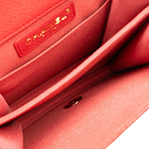 シャネル マトラッセ ボーイシャネル チェーン ショルダーバッグ AS0130 レッド キャビアスキン レディース CHANEL 【中古】