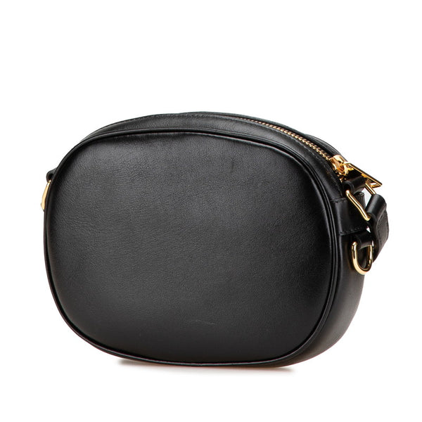 セリーヌ Cチャーム スモール 斜め掛け ショルダーバッグ カメラバッグ ブラック レザー レディース CELINE 【中古】