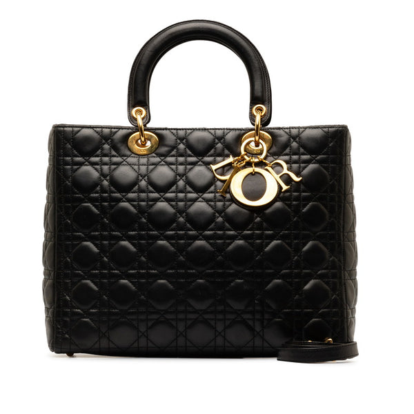 ディオール カナージュ レディディオール ハンドバッグ ショルダーバッグ 2WAY ブラック ゴールド レザー レディース Dior 【中古】
