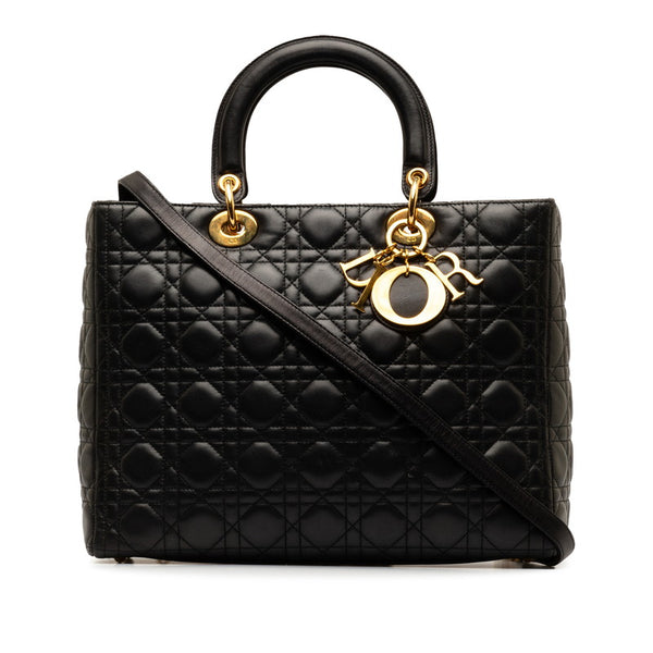 ディオール カナージュ レディディオール ハンドバッグ ショルダーバッグ 2WAY ブラック ゴールド レザー レディース Dior 【中古】