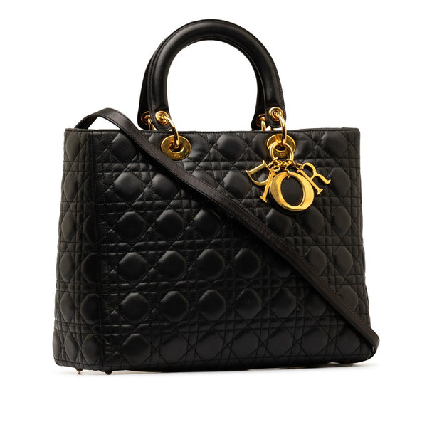 ディオール カナージュ レディディオール ハンドバッグ ショルダーバッグ 2WAY ブラック ゴールド レザー レディース Dior 【中古】