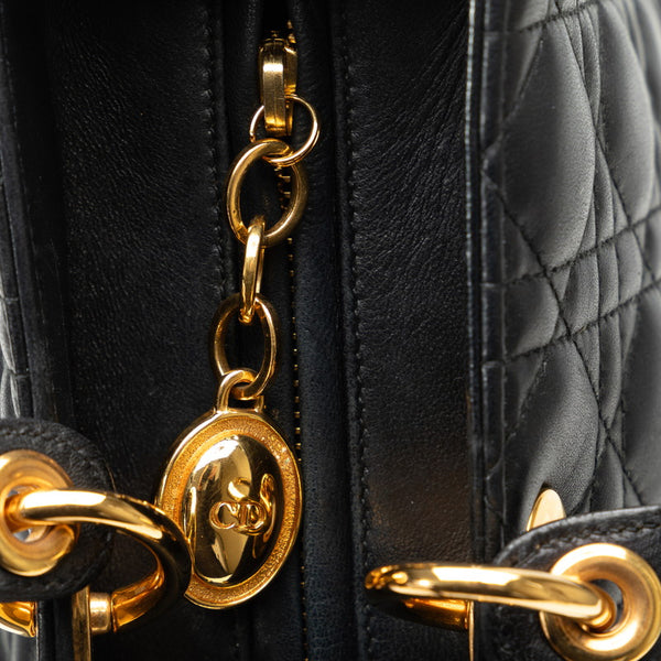 ディオール カナージュ レディディオール ハンドバッグ ショルダーバッグ 2WAY ブラック ゴールド レザー レディース Dior 【中古】