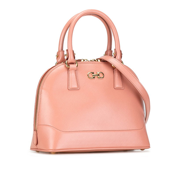 サルヴァトーレフェラガモ ガンチーニ ハンドバッグ ショルダーバッグ 2WAY サーモンピンク レザー レディース Salvatore Ferragamo 【中古】