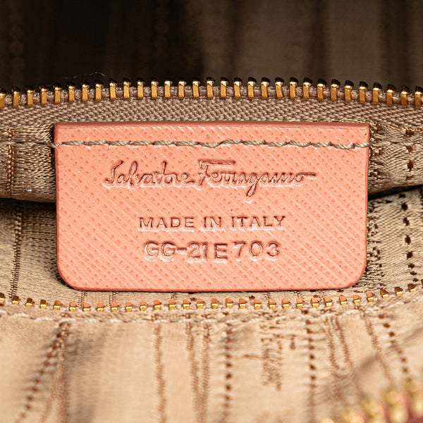 サルヴァトーレフェラガモ ガンチーニ ハンドバッグ ショルダーバッグ 2WAY サーモンピンク レザー レディース Salvatore Ferragamo 【中古】