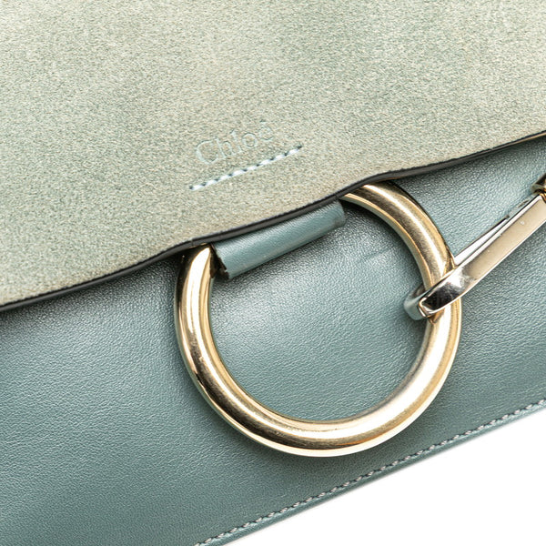 クロエ フェイ スモール 斜め掛け ショルダーバッグ ライトブルー スウェード レザー レディース Chloe 【中古】