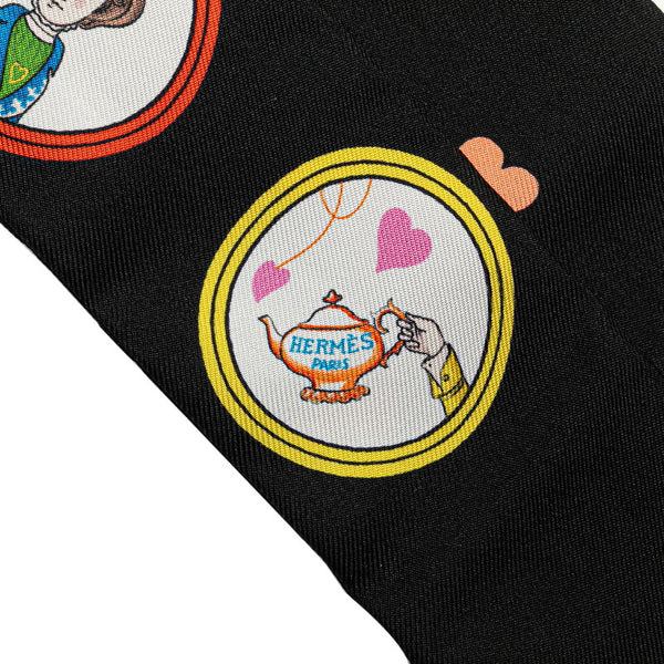 エルメス ツイリー Tea Time スカーフ ブラック マルチカラー シルク レディース HERMES 【中古】