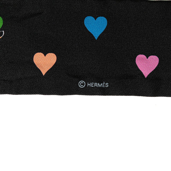 エルメス ツイリー Tea Time スカーフ ブラック マルチカラー シルク レディース HERMES 【中古】
