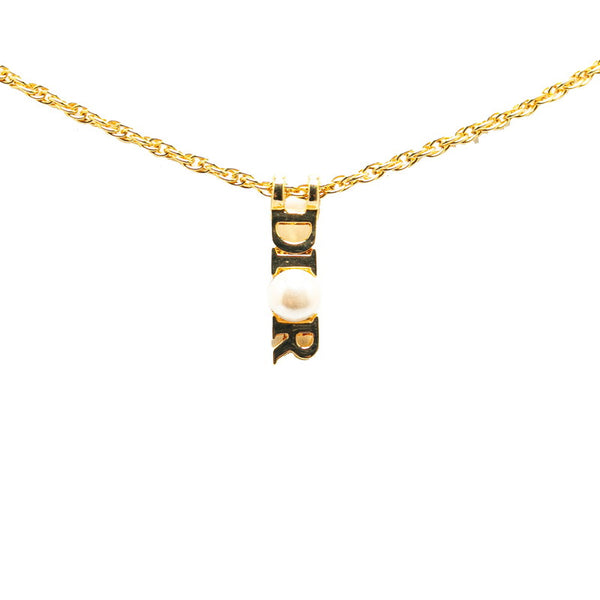 ディオール ロゴ ネックレス ゴールド メッキ レディース Dior 【中古】