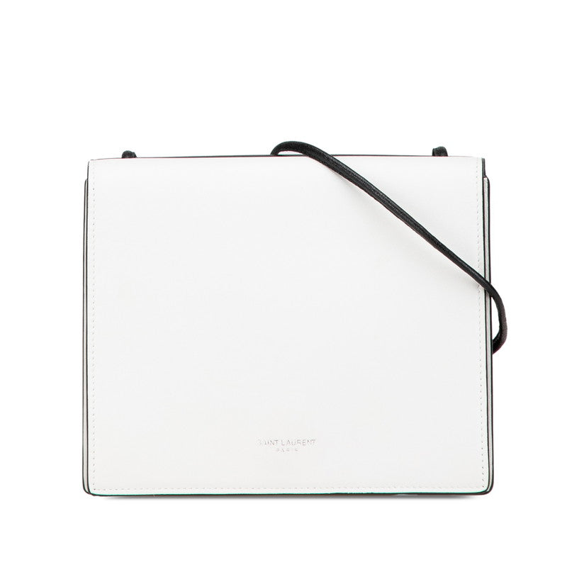 サンローラン 斜め掛け ミニ ショルダーバッグ ブラック ホワイト レザー レディース SAINT LAURENT 【中古】