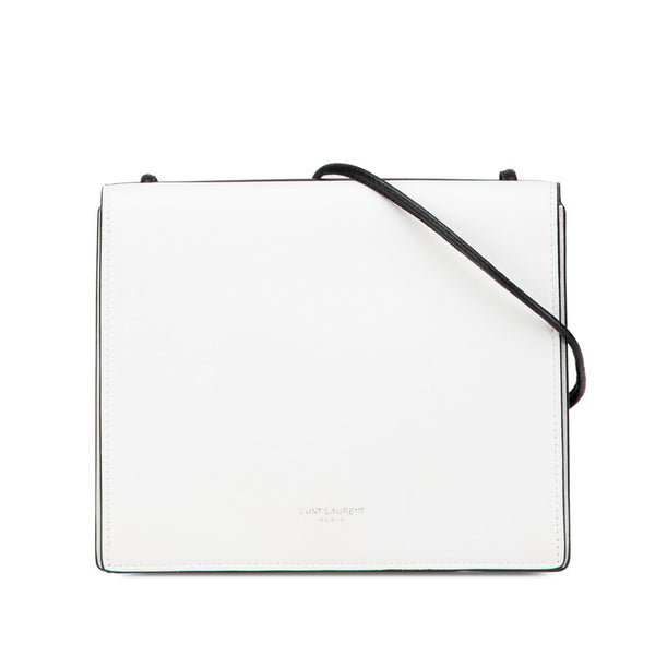 サンローラン 斜め掛け ミニ ショルダーバッグ ブラック ホワイト レザー レディース SAINT LAURENT 【中古】