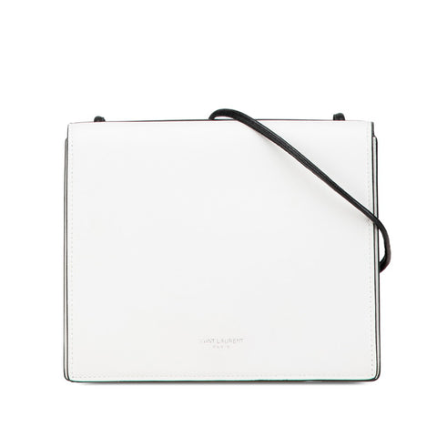 サンローラン 斜め掛け ミニ ショルダーバッグ ブラック ホワイト レザー レディース SAINT LAURENT 【中古】