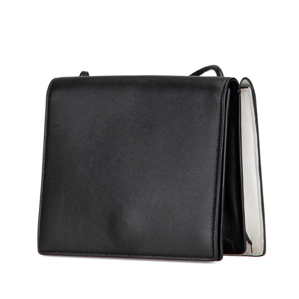 サンローラン 斜め掛け ミニ ショルダーバッグ ブラック ホワイト レザー レディース SAINT LAURENT 【中古】