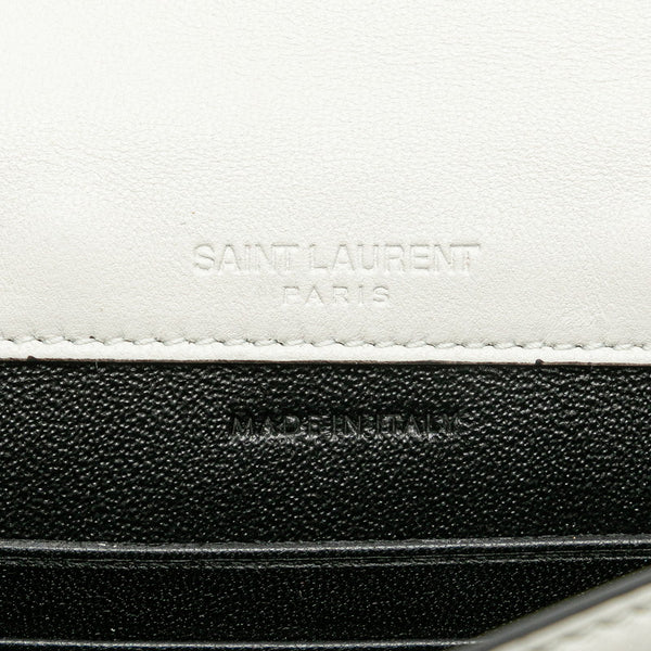 サンローラン 斜め掛け ミニ ショルダーバッグ ブラック ホワイト レザー レディース SAINT LAURENT 【中古】