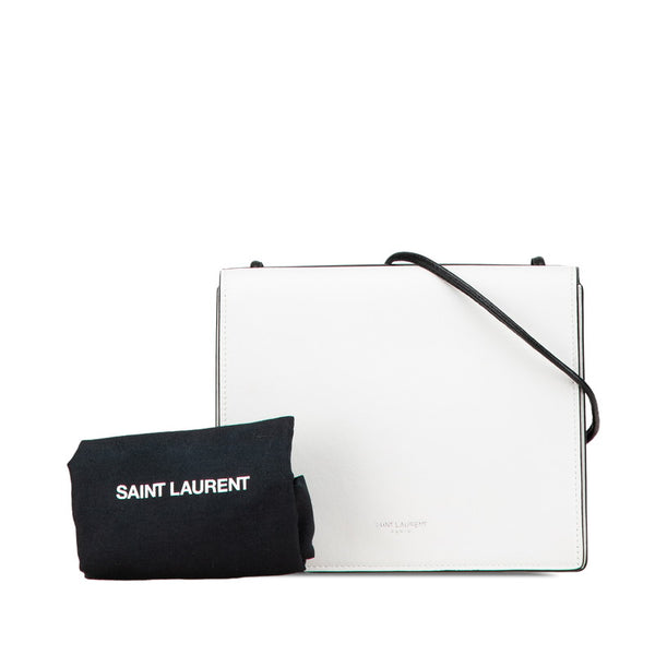 サンローラン 斜め掛け ミニ ショルダーバッグ ブラック ホワイト レザー レディース SAINT LAURENT 【中古】