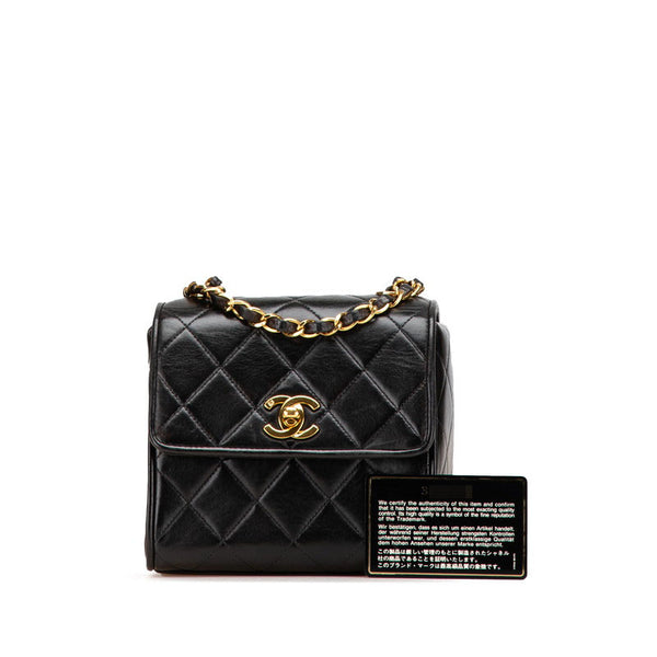 シャネル マトラッセ ココマーク チェーン ショルダーバッグ ブラック ラムスキン レディース CHANEL 【中古】