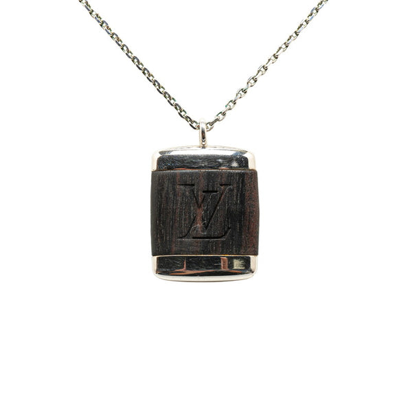 ルイ ヴィトン パンダンティフ ボワ ネックレス M65372 シルバー ブラウン メタル ウッド レディース LOUIS VUITTON 【中古】