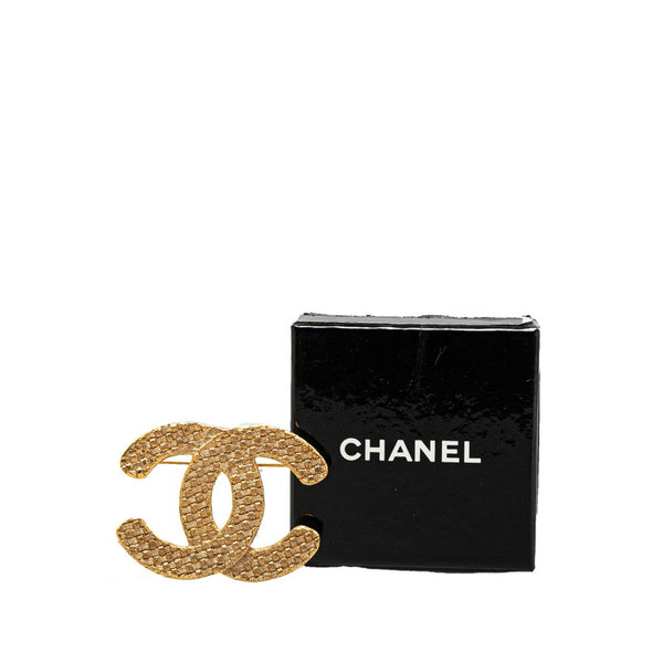 シャネル ココマーク ラウンド 編み込み ブローチ ゴールド メッキ レディース CHANEL 【中古】