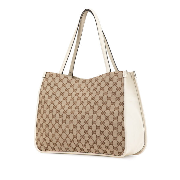 グッチ GGキャンバス ホースビット1955 トートバッグ 623694 ベージュ ホワイト キャンバス レザー レディース GUCCI 【中古】