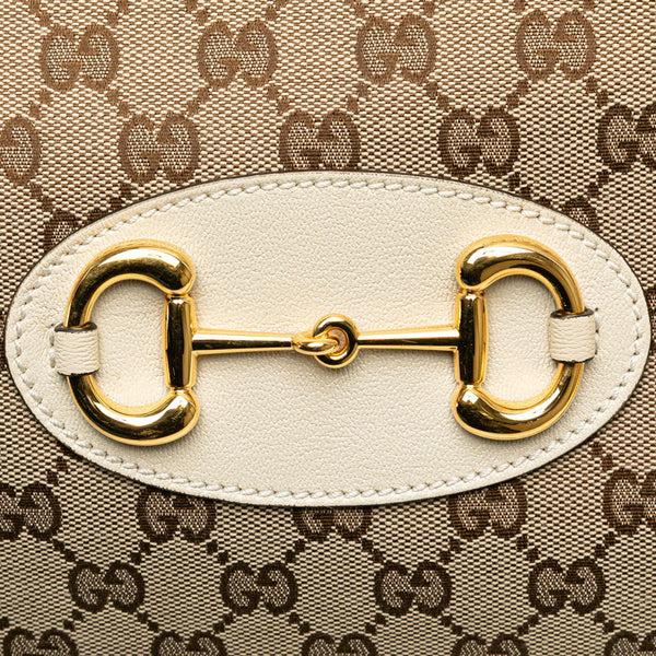 グッチ GGキャンバス ホースビット1955 トートバッグ 623694 ベージュ ホワイト キャンバス レザー レディース GUCCI 【中古】