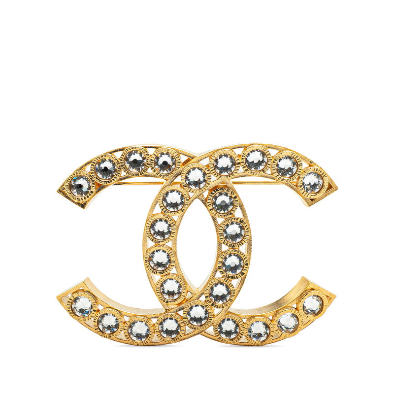 シャネル ココマーク ラインストーン ブローチ ゴールド メッキ レディース CHANEL 【中古】