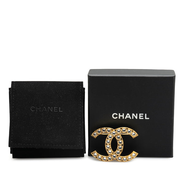 シャネル ココマーク ラインストーン ブローチ ゴールド メッキ レディース CHANEL 【中古】