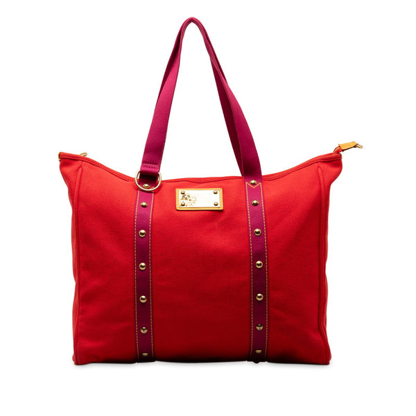 ルイ ヴィトン アンティグア カバGM ハンドバッグ トートバッグ M40031 ルージュ パープル キャンバス レザー レディース LOUIS VUITTON 【中古】