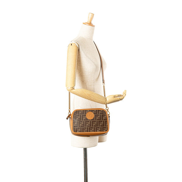 フェンディ ズッカ キャム 斜め掛け ショルダーバッグ 8BT287 ブラウン PVC レザー レディース FENDI 【中古】