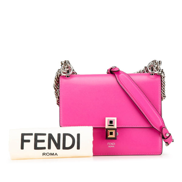 フェンディ キャナイ ミニ チェーン ショルダーバッグ 8M0381 ピンク レザー レディース FENDI 【中古】