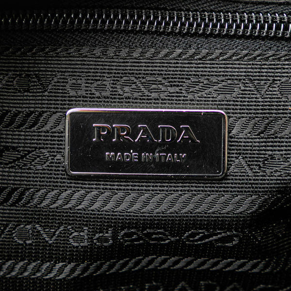 プラダ 三角ロゴプレート ショルダーバッグ ブラック ナイロン レザー レディース PRADA 【中古】