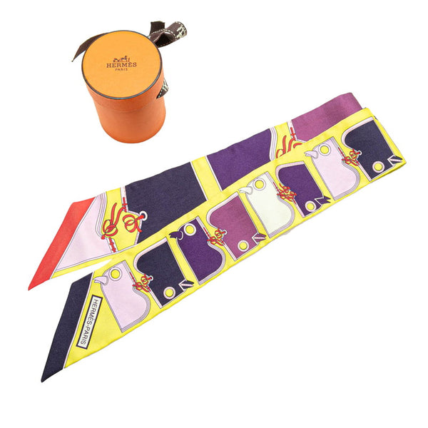 エルメス ツイリー Camails カマイユ スカーフ イエロー パープル マルチカラー シルク レディース HERMES 【中古】