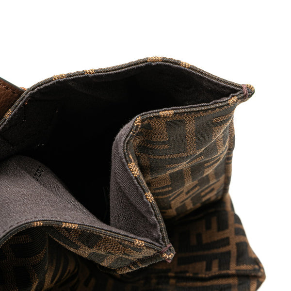 フェンディ ズッカ ハンドバッグ トートバッグ 8BH263 ブラウン キャンバス レザー レディース FENDI 【中古】