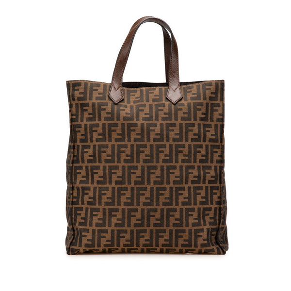 フェンディ ズッカ ハンドバッグ トートバッグ 8BH263 ブラウン キャンバス レザー レディース FENDI 【中古】