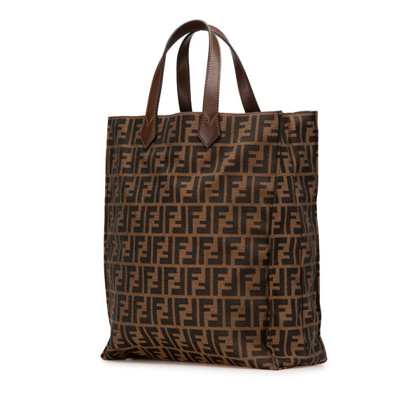 フェンディ ズッカ ハンドバッグ トートバッグ 8BH263 ブラウン キャンバス レザー レディース FENDI 【中古】