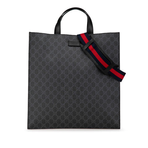 グッチ GGスプリーム トートバッグ ショルダーバッグ 2WAY 495559 ネイビー PVC レザー レディース GUCCI 【中古】