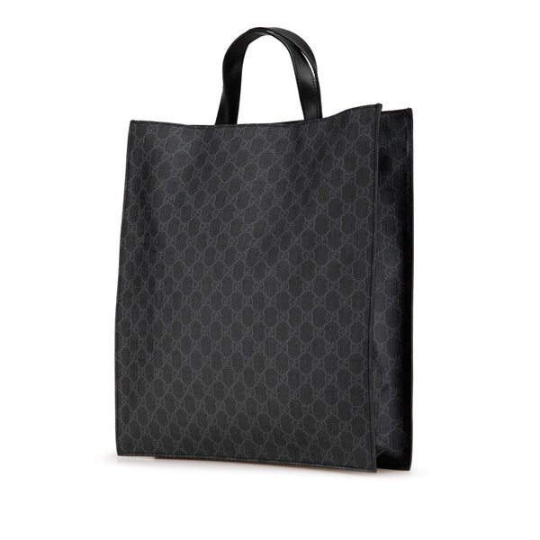 グッチ GGスプリーム トートバッグ ショルダーバッグ 2WAY 495559 ネイビー PVC レザー レディース GUCCI 【中古】