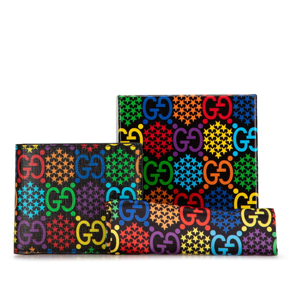 グッチ GGサイケデリック 二つ折り財布 601089 ブラック マルチカラー PVC レディース GUCCI 【中古】