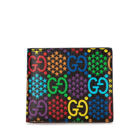 グッチ GGサイケデリック 二つ折り財布 601089 ブラック マルチカラー PVC レディース GUCCI 【中古】