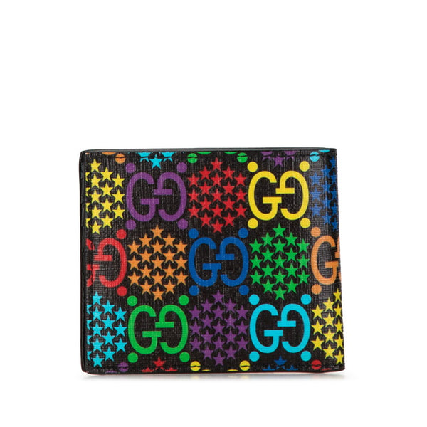 グッチ GGサイケデリック 二つ折り財布 601089 ブラック マルチカラー PVC レディース GUCCI 【中古】