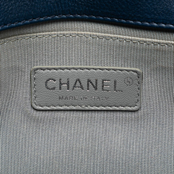 シャネル ボーイシャネル25  チェーン ショルダーバッグ ネイビー レザー レディース CHANEL 【中古】