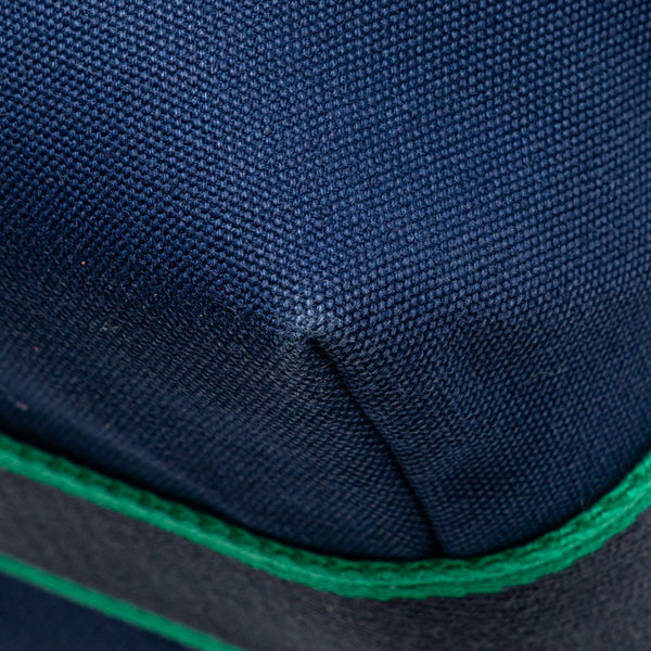 エルメス ブリッド ア ブラックGM ハンドバッグ ネイビー グリーン コットン レディース HERMES 【中古】