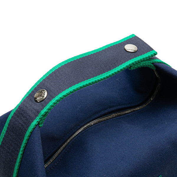 エルメス ブリッド ア ブラックGM ハンドバッグ ネイビー グリーン コットン レディース HERMES 【中古】