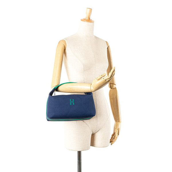 エルメス ブリッド ア ブラックGM ハンドバッグ ネイビー グリーン コットン レディース HERMES 【中古】