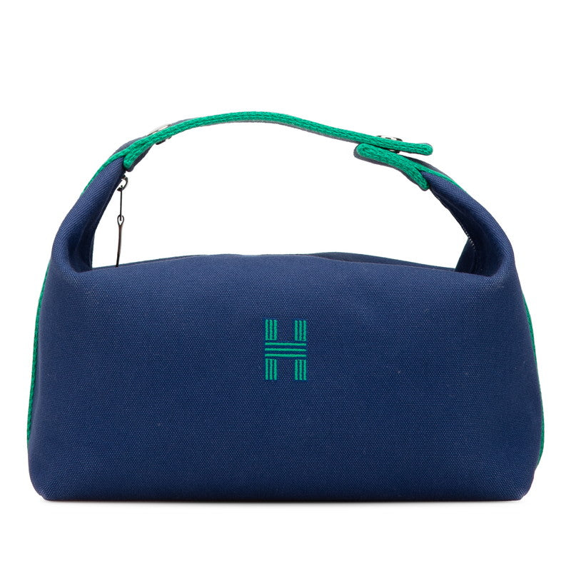 エルメス ブリッド ア ブラックGM ハンドバッグ ネイビー グリーン コットン レディース HERMES 【中古】