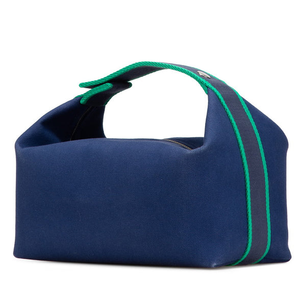 エルメス ブリッド ア ブラックGM ハンドバッグ ネイビー グリーン コットン レディース HERMES 【中古】