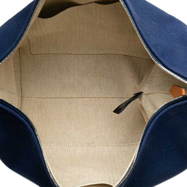 エルメス ブリッド ア ブラックGM ハンドバッグ ネイビー グリーン コットン レディース HERMES 【中古】