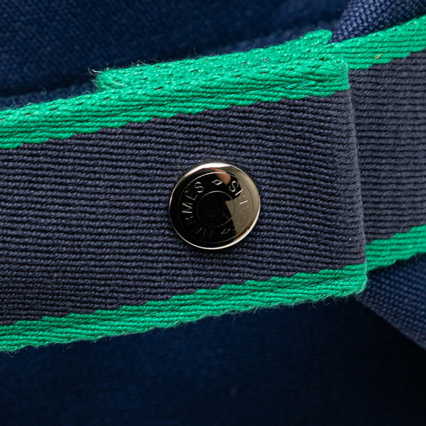 エルメス ブリッド ア ブラックGM ハンドバッグ ネイビー グリーン コットン レディース HERMES 【中古】