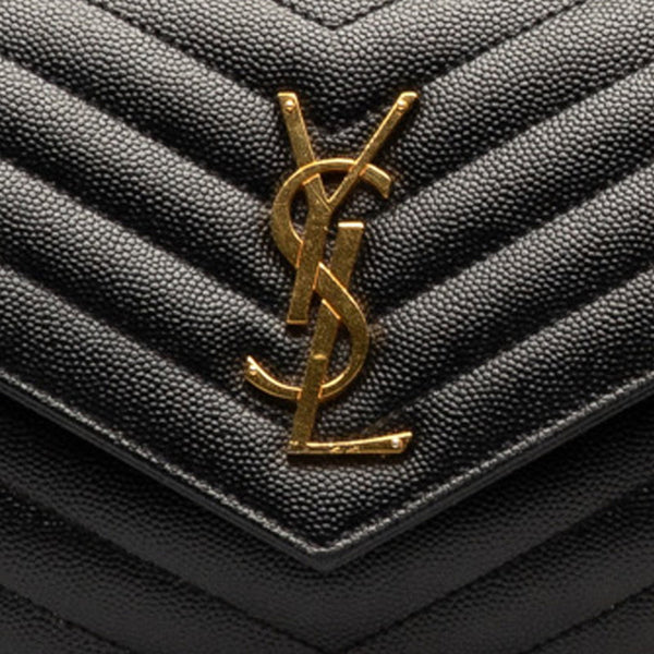 サンローラン モノグラム チェーンウォレット ショルダーバッグ 377828 ブラック ゴールド レザー レディース SAINT LAURENT 【中古】