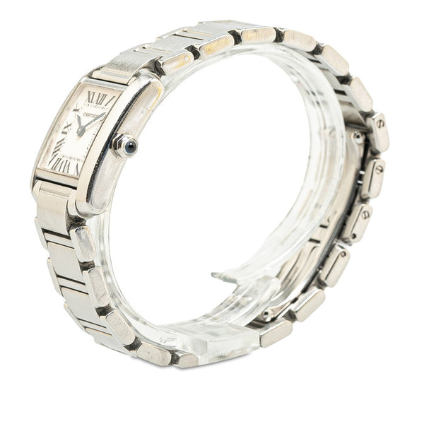 カルティエ タンクフランセーズSM 腕時計 W51008Q3 クオーツ ホワイト文字盤 ステンレススチール レディース CARTIER 【中古】