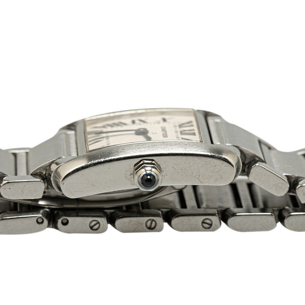 カルティエ タンクフランセーズSM 腕時計 W51008Q3 クオーツ ホワイト文字盤 ステンレススチール レディース CARTIER 【中古】